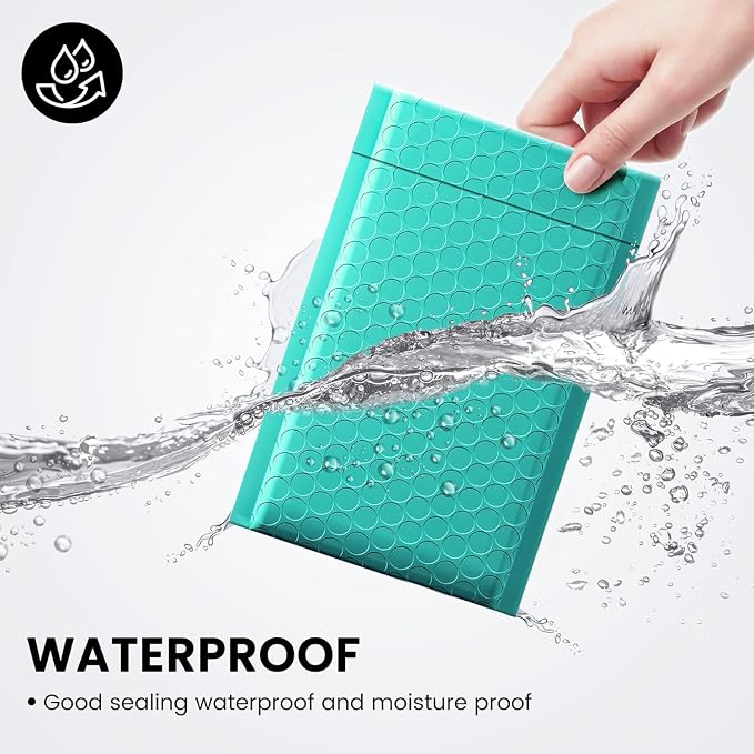 Fuxury Bubble Mailers 4x8" Teal Padded Envelopes 19200Pack Bulk Strong Adhesion - Image 7