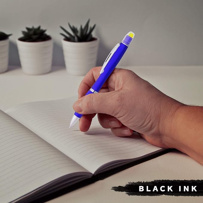 DISCOUNT PROMOS 10 Marathon Gel Highlighter Pens Pack - Twist Mechanism, Ballpoint - Blue-DeskLoop Office