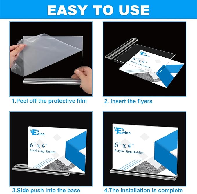 EHWINE Acrylic Sign Holder 4 x 6 Horizontal, 20 Pack Double-Sided Stand up - Image 5
