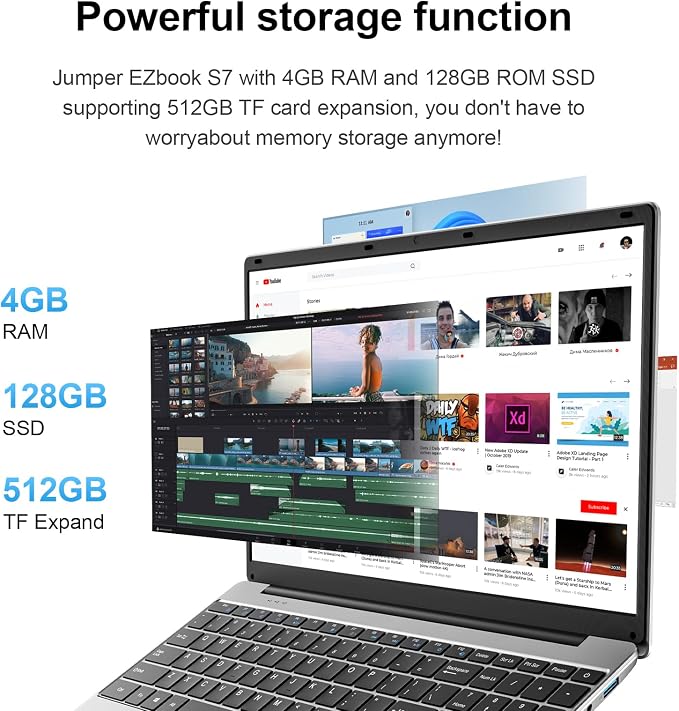 15.6 Inch Laptop with Office 365, 4GB RAM, 128GB Storage Expandable 1TB - Image 3