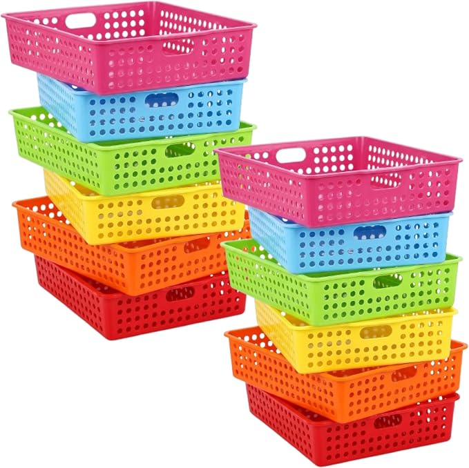 12 Pack Turn in Trays for Classroom, Stackable Letter Size Paper Trays by Ferrochef