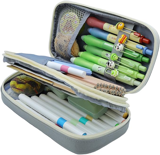 Large Capacity Pencil Case - Durable Zipper Aesthetic Pen Pouch, Big Storage Organizer for School, Office & Travel - Waterproof & Multi-Use (Gray)-DeskLoop Office