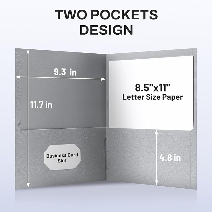SUNEE Folders with Pockets, 2 Pocket Folders Fit Letter Size Paper, Paper File - Image 4