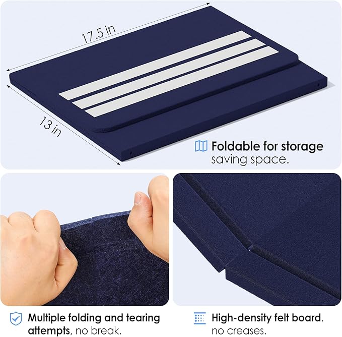 MaxGear Bulletin Board 35" x 17.5", Foldable Felt Board Vision Board Supplies, Cork Board for Office, Home, School, Small Pin Boards for Walls Decorative Picture Framed Display Board Dark Blue-DeskLoop Office