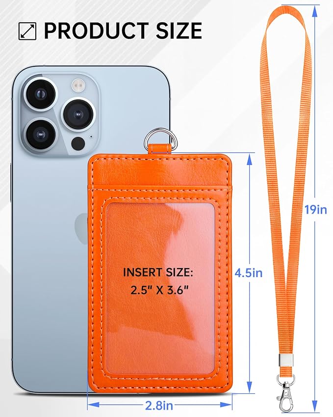Teskyer Badge Holder with Lanyard, Leather ID Name Badge Card Holder with - Image 6
