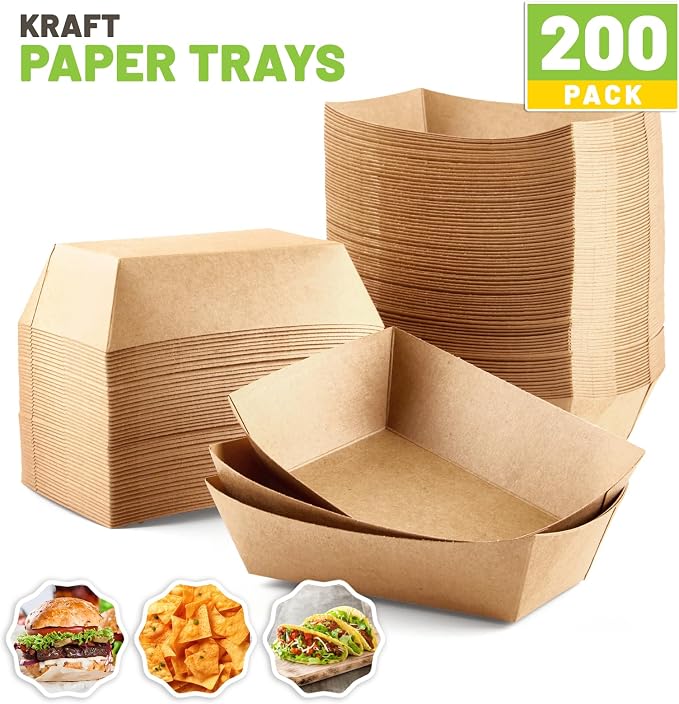 ZORRITA Paper Food Trays, 2 Lb, 200 Pack | Disposable, Take Out Basket Holders - Image 3