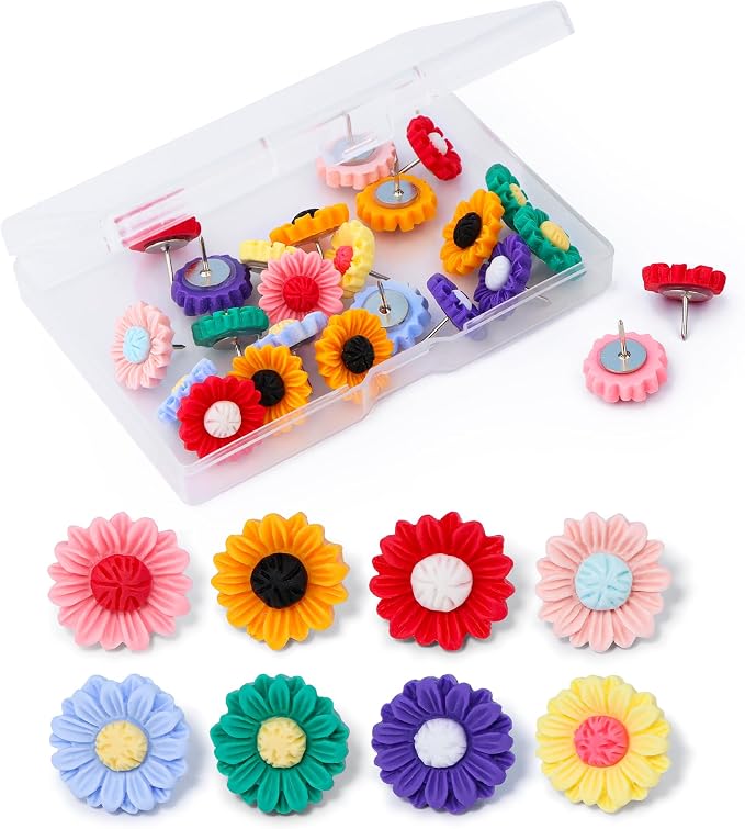 Decorative Cute Push Pins for Bulletin Board, Thumb Tacks, Cork Board Desk Wall by krastmon
