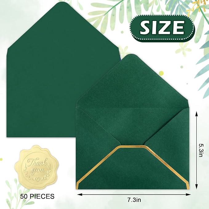 Whaline 50 Pack Green Blue A7 Envelopes - Image 2