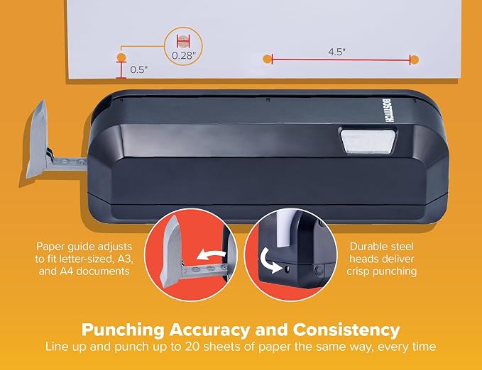 Bostitch Office Electric 3-Hole Punch, Dual Paper Loading, Heavy Duty, Jam-Free - Image 3