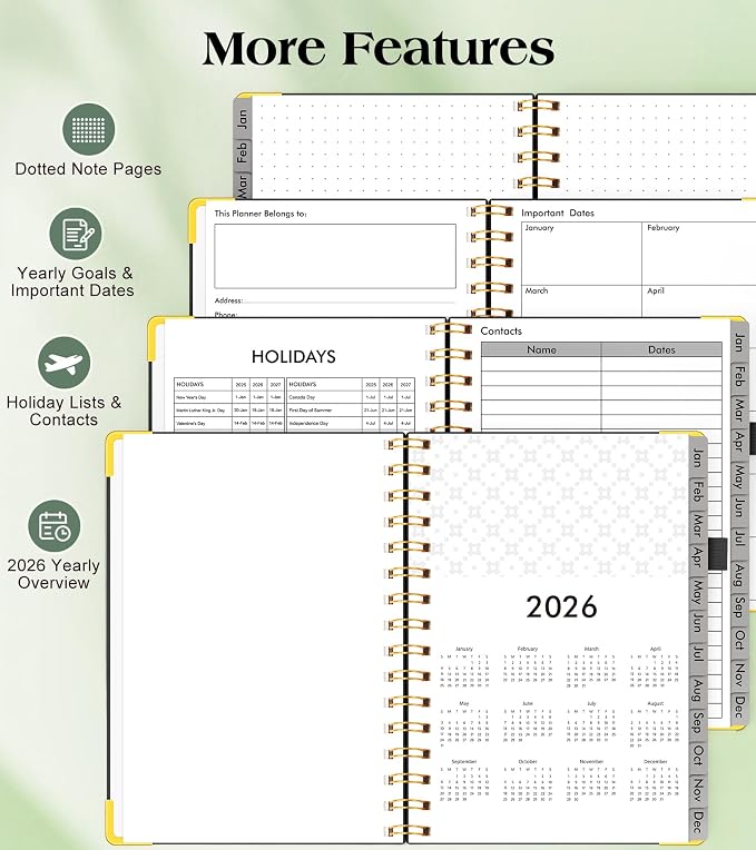2026 Planner, Hardcover Leather Weekly and Monthly Planner, January 2026 - Image 6