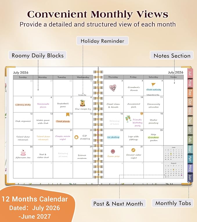 Academic Planner 2026-2027, Hardcover Weekly and Monthly Calendar Planner from - Image 2