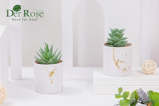 Der Rose Set of 2 Succulents Plants Artificial Mini Fake Succulents Plants - Image 6