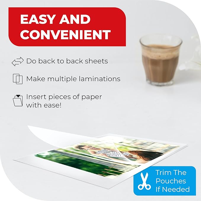 3MIL Thermal Laminating Sheets (150 Count) Letter Size, Photo, Card, Notecard, ID Badge and Business Card Sizes, Laminating Pouches, Compatible with Laminators, Crystal Clear Laminated Finish-DeskLoop Office