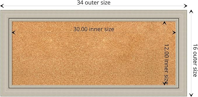 Amanti Art Natural Cork Board for Wall, 16x34 Vision Board with Silver Wood Frame, Medium Corkboard Office Decor for Home Organization, Casual Corkboard Pinboard to display items for home organization-DeskLoop Office
