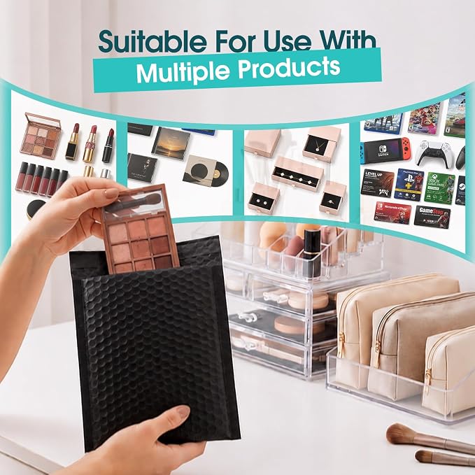 Fuxury Black Bubble Mailers 6x10" Padded Envelopes 9600 Pack Strong Adhesion - Image 4