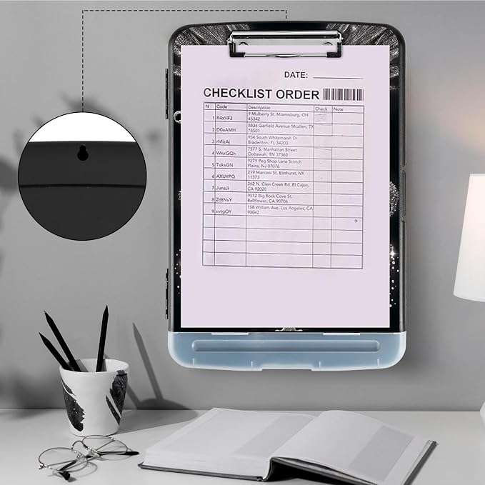 Clipboard with Storage, Heavy Duty Plastic Storage Clipboard with Low Profile - Image 4