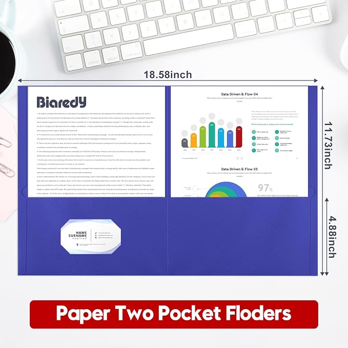 2 Pocket Folders, 50 Pack Letter Size 8.5" x 11" Durable File Folders - Image 3