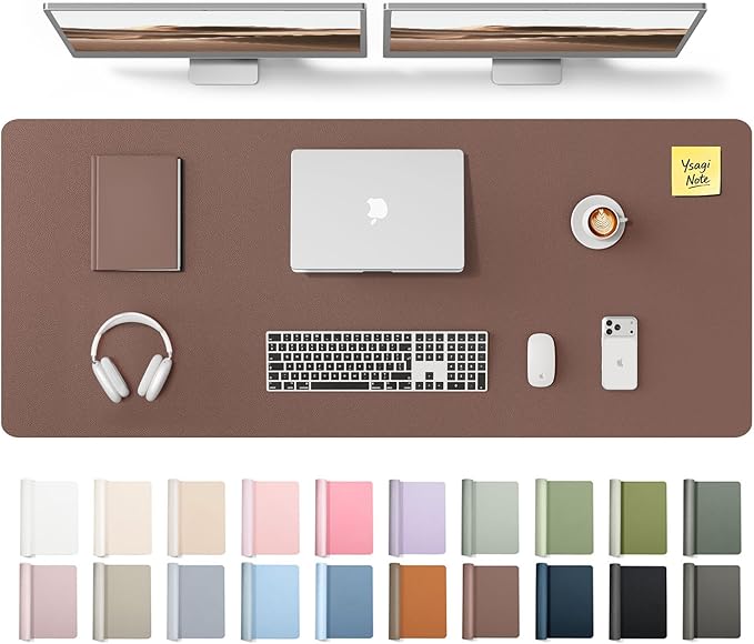 YSAGi Leather Desk Pad Protector, Office Desk Mat, Large Mouse Pad, Non-Slip PU by YSAGi