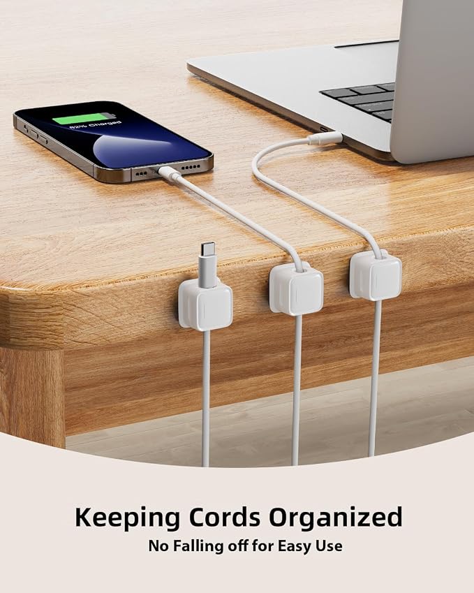 8 Pack Magnetic Cord Organizer Holder, Strong Adhesive Desk Cable Management - Image 2
