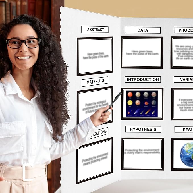 Paterr Trifold Poster Board with Storage Bag, Hook and Loop Fabric, Foldable 3 Panel Presentation Board for Science Fair and Exhibitions(White,72 x 36 Inch)-DeskLoop Office