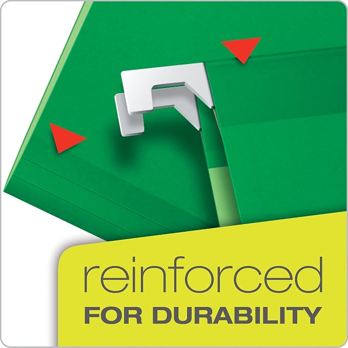 Pendaflex Reinforced Hanging Folders, Legal Size, Bright Green, 1/5 Cut - Image 2