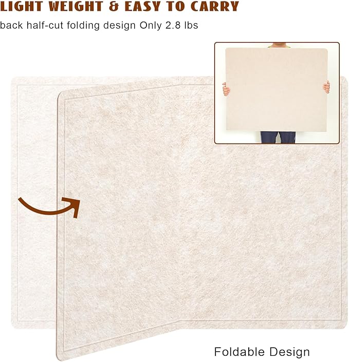 Large Bulletin Board, 48 X 36 inches Felt Board Notice Pin Board, 4' x 3'Cork Board Alternative for Wall, Self-Adhesive Vision Board Mood Board Foldable Photo Board with 30 Pushpin (Oatmeal)-DeskLoop Office