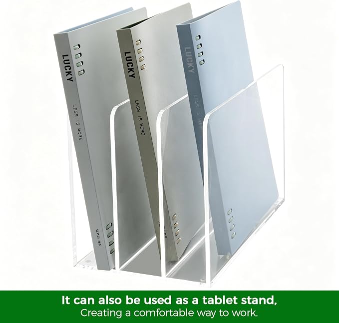 Acrylic Magazine File Holder, 3-Section A4 Desk Organizer | Fits A4 documents - Image 6