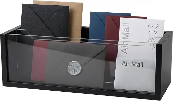 Mail Organizer with Clear Acrylic Dividers by Unknown