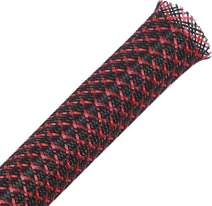 100ft - 1/4 inch PET Expandable Braided Sleeving – BlackRed – Alex Tech Braided by AlexTech