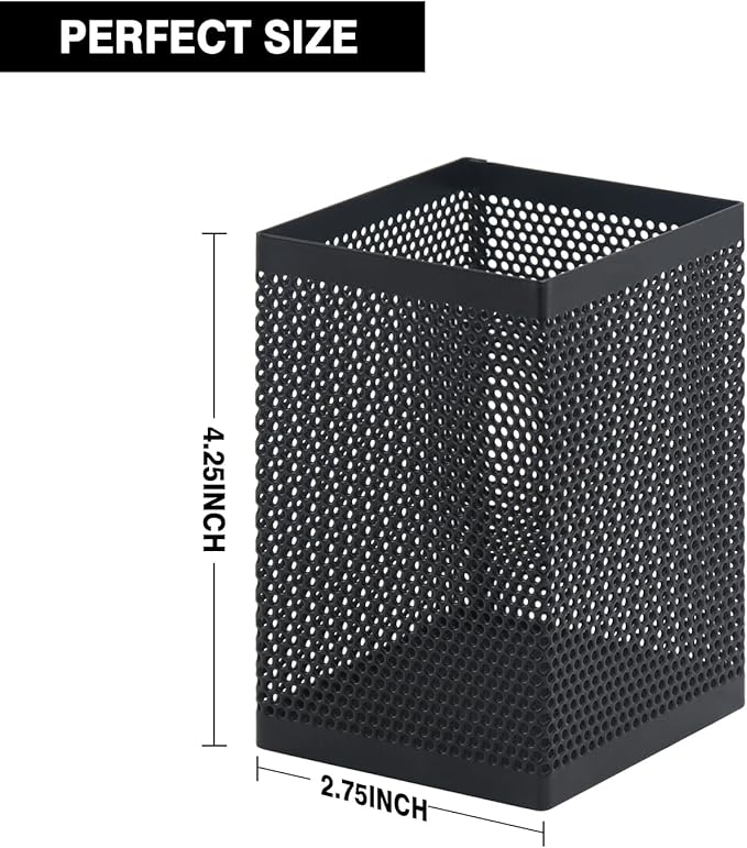 Comix Mesh Pen Holder Desk, Wire Pencil Holder with Foam Pad and Non-Slip Bottom Office Supplies Desk Organizer for Home Office School, 2 Packs-DeskLoop Office