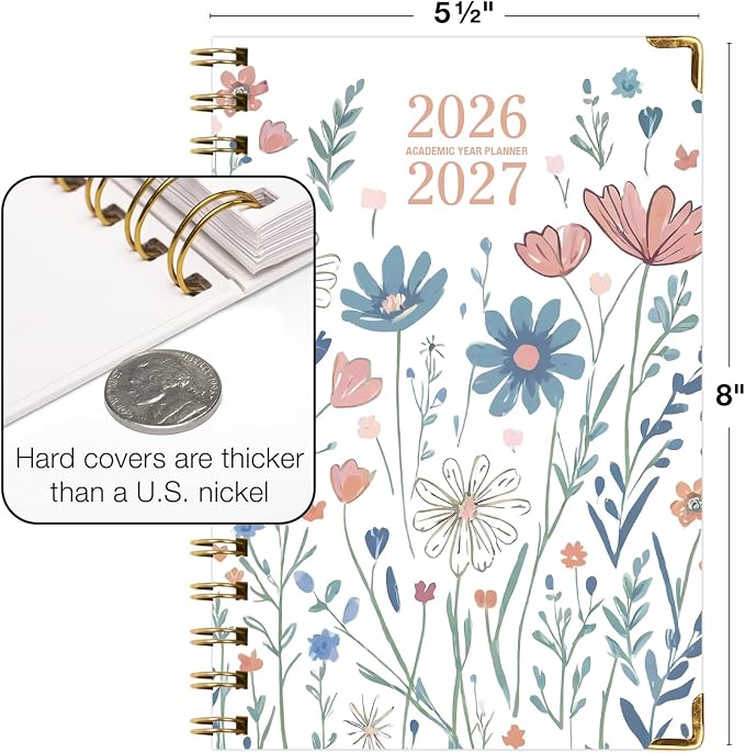 HARDCOVER Academic Year 2026-2027 Planner: 14 Months 5.5"x 8" Daily Weekly - Image 3