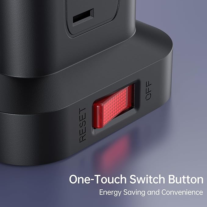 15FT USB C Power Strip Surge Protector Tower, Mini Power Strip Tower Travel 12 AC 4 USB Power Strip with USB Ports, Overload Protection for Home Office-DeskLoop Office