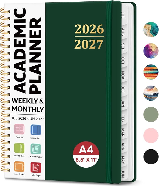8.5" x 11" Academic Planner 2026-2027, Weekly & Monthly Calendar Planner Book by JEJEGO