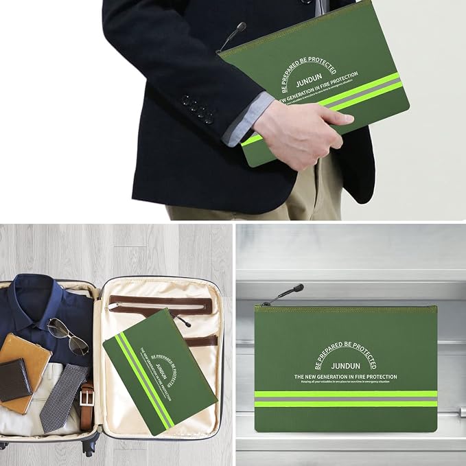 JUNDUN Fireproof Document Bag, 14.2”x 10.0”Waterproof and Fireproof Money Bag - Image 7