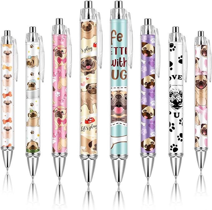 Ireer 8 Pcs Ballpoint Pens for Women 1.00 mm Cute Black Ink Fancy Pens Fine by Ireer
