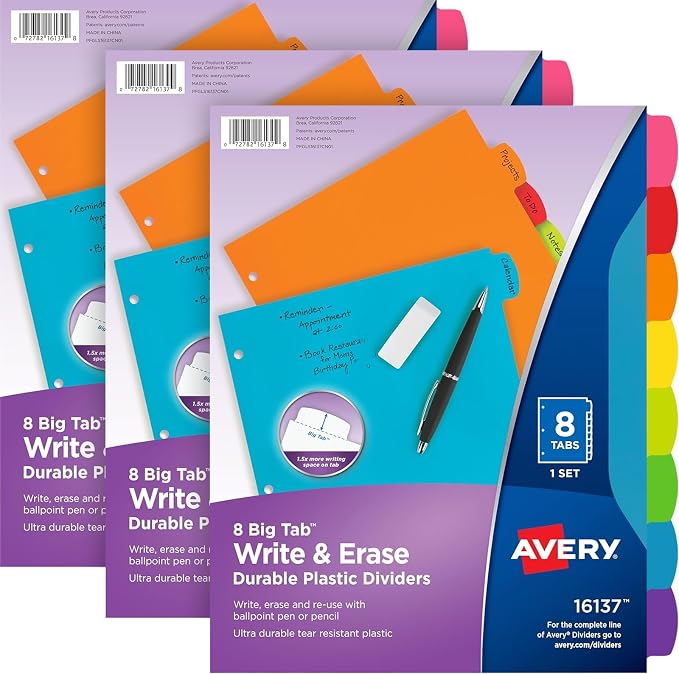 Avery Write & Erase 8 Tabs Plastic Divider - Image 8