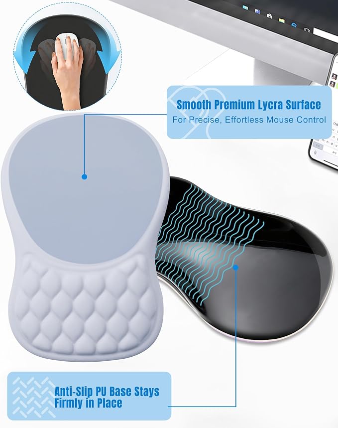 Ergonomic Mouse Pad with Wrist Rest, Slope Design Memory Foam Support, Smooth - Image 5