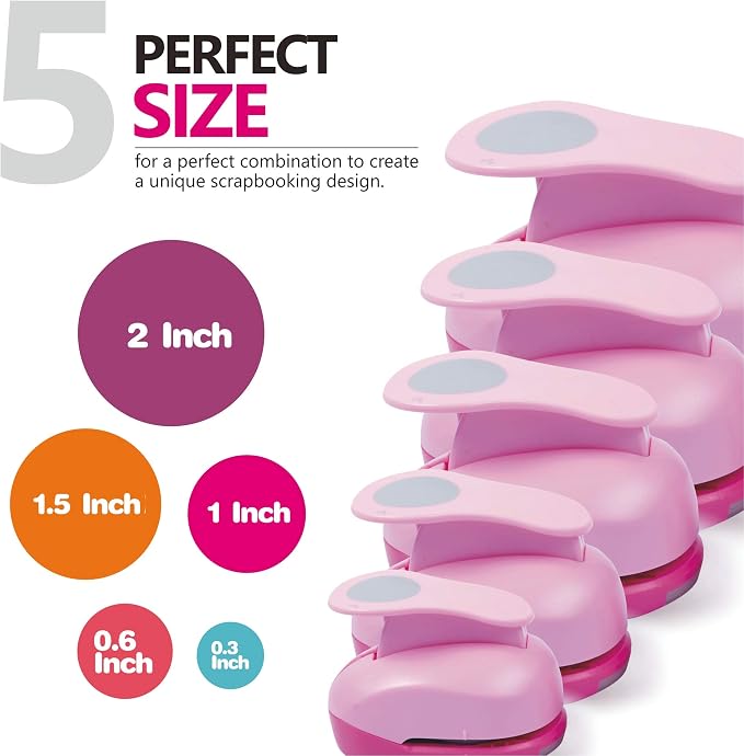 BearBoss 5 Pcs Craft Hole Punch, Handmade Scrapbook Paper Puncher, Different - Image 2