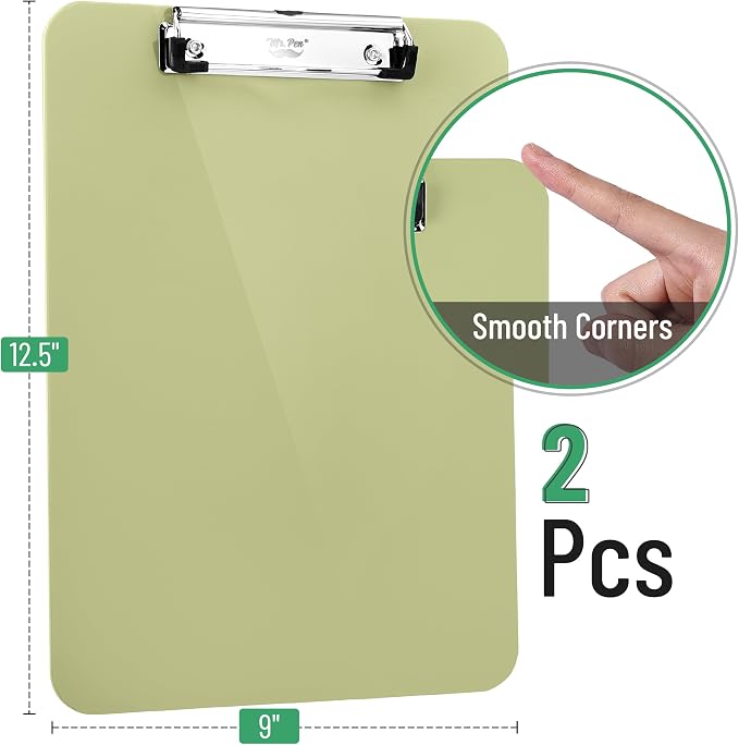 Mr. Pen- Plastic Clipboard, 12.5" x 9", 2 Pack | Faded Olive Green Clipboard - Image 2