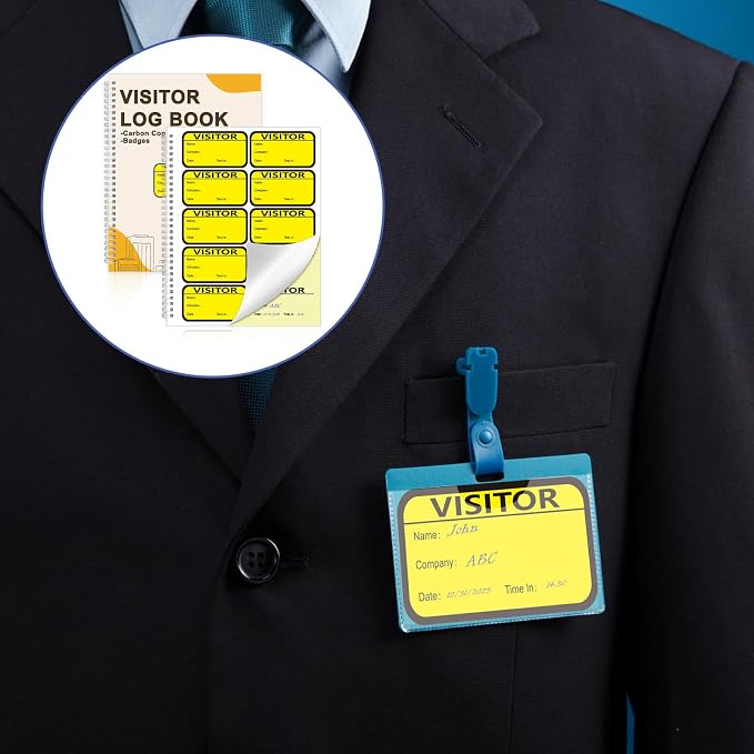2 Pack Visitor Badges with Carbon Copy Visitor Stickers Letter Size Visitor Log - Image 7