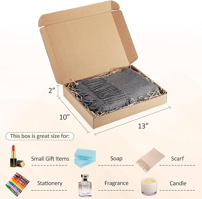 Eupako 13x10x2" Brown Shipping Boxes Corrugated Box Mailers 20 Pack Cardboard - Image 2