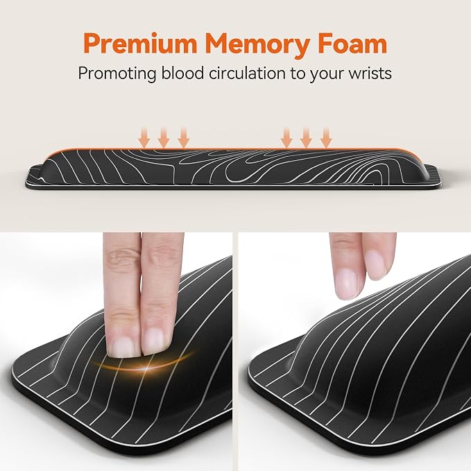 TECKNET Wrist Rest for Computer Keyboard, Thicken Memory Foam Wrist Support Pad - Image 3