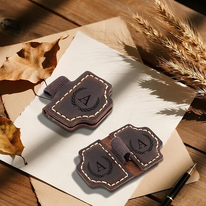 Artlaza Personalized Magnetic Leather Bookmark with Pen Holder - 26 Letters Custom Book Mark with Name Initial Engraved Book Marker for Readers, Book Lovers, Travelers - Gift for Women & Men(Brown，G
