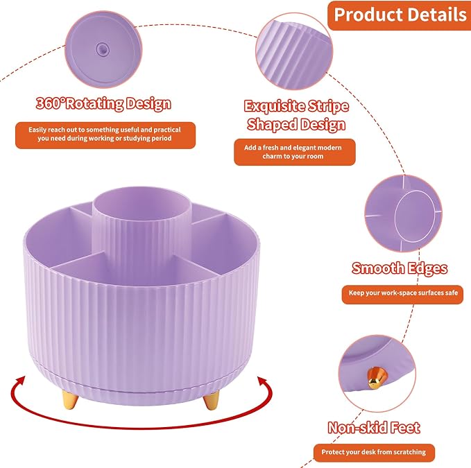 Desk Pencil Pen Holder, 5 Slots 360°Degree Rotating Pen Organizers - Image 6
