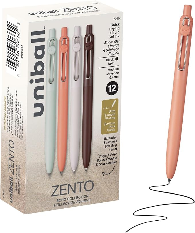 uniball™ Zento Gel Pens, 0.7mm Medium Point, Retractable, Smooth Writing by uni-ball