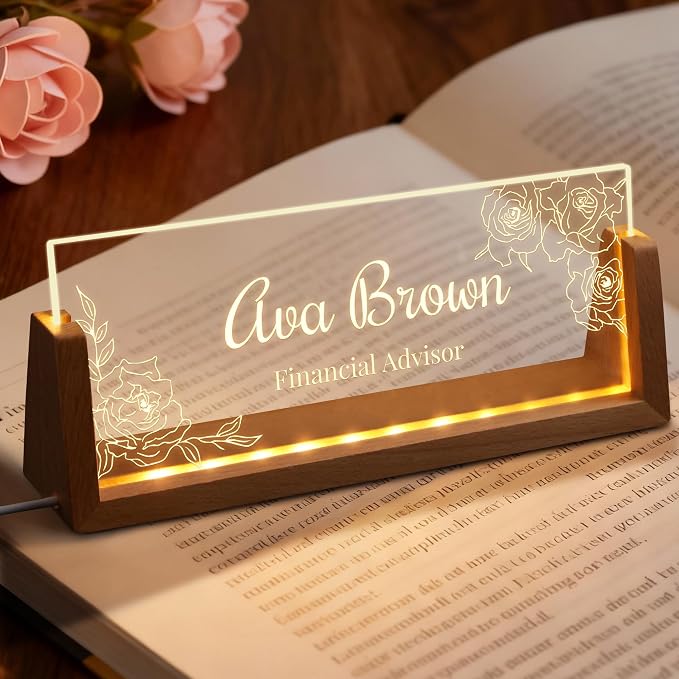 Custom Light Up Name Plate for Desk, Personalized LED Acrylic Name Sign - Image 6