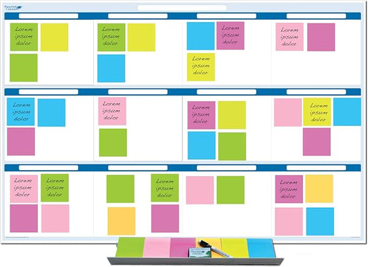Sky Blue 12 Section Task, Objective and Goals Planning System Horizontal 32" by PlanetSafeCalendars