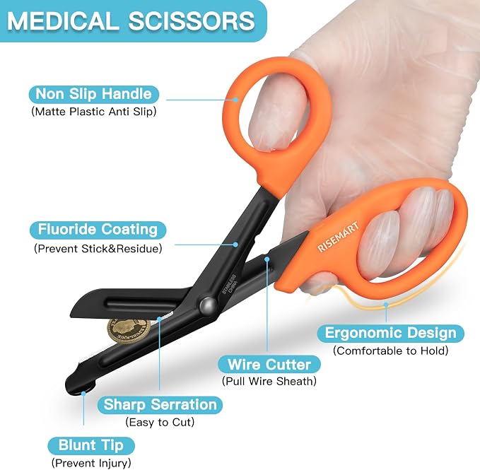 Trauma Shears - RISEMART Medical Scissors Bandage Scissors - Image 2