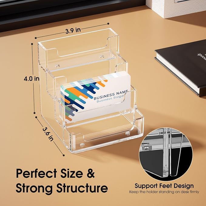 MaxGear Acrylic Business Card Holder, 320 Cards Capacity, 4 Pocket, 6 Pack | - Image 3
