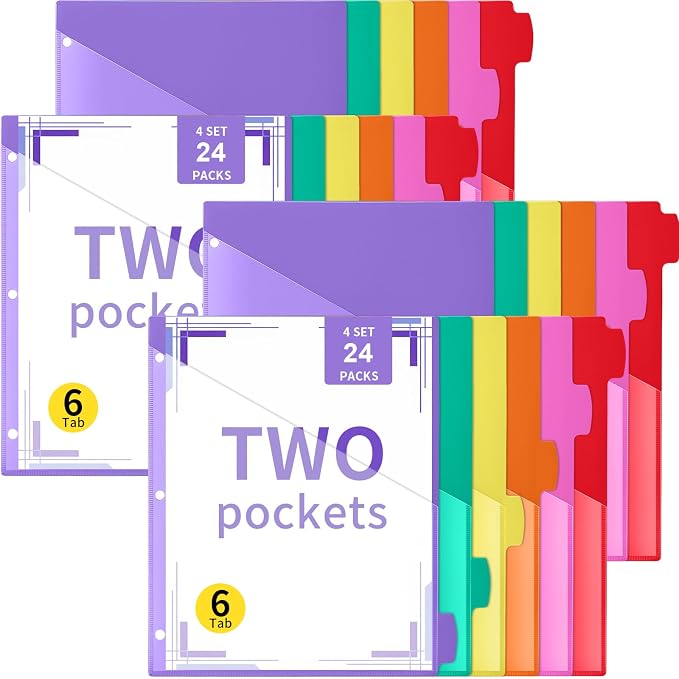 Epakh 24 Pcs Binder Dividers for 3 Rings Binders Index Dividers by Epakh